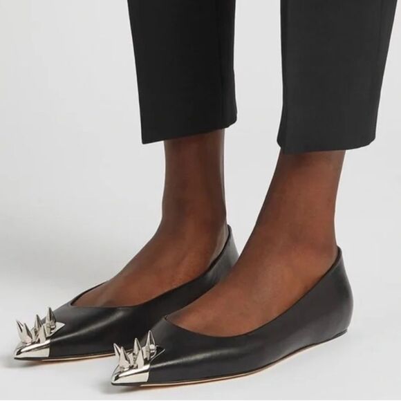Alexander McQueen Leather Punk Stud, Ballerina Flats, New, Size 37 - Picture 2 of 12
